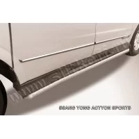 Пороги труба 57 мм с гибами серебристая для SsangYong Actyon Sports 2012-2015