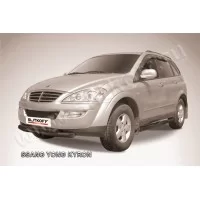 Защита передняя двойная 76-57 мм чёрная для SsangYong Kyron 2005-2015