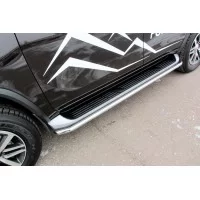 Защита штатных порогов 42 мм серебристая для Toyota Fortuner 2017-2024