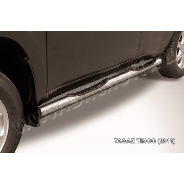 Пороги труба с накладками 76 мм для Vortex Tingo 2010-2012 артикул TIN003