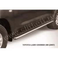 Защита штатных порогов 42 мм серебристая для Toyota Land Cruiser 200 2007-2011
