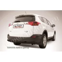 Защита заднего бампера двойная 57-57 мм радиусная чёрная для Toyota RAV4 2013-2015
