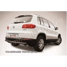 Защита заднего бампера 76 мм радиусная чёрная для Volkswagen Tiguan 2011-2016