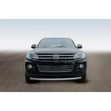Защита переднего бампера 57 мм радиусная серебристая для Zotye T600 2013-2021