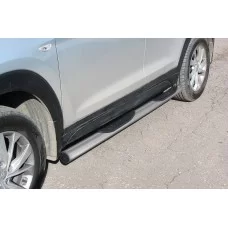 Пороги с площадкой алюминиевый лист 57 мм для Hyundai Tucson Turbo 2018-2021