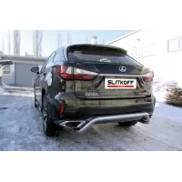 Защита заднего бампера скоба 57 мм Black Edition для Lexus RX-350 2015-2019