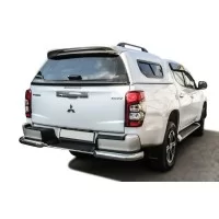 Защита задняя уголки 76 мм (авто с бампером) Black Edition для Mitsubishi L200 2019-2024