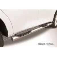 Пороги труба с проступью 76 мм Black Edition для Nissan Patrol 2010-2013