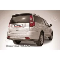 Защита заднего бампера двойная 57-42 мм длинная чёрная для Great Wall Hover H3 2010-2014