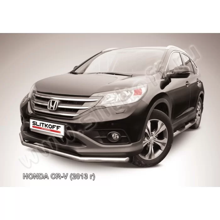 Защита переднего бампера 57 мм серебристая для Honda CR-V 2012-2015 артикул HCRV13004S