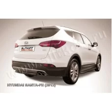 Защита заднего бампера 57 мм короткая чёрная для Hyundai Santa Fe 2012-2018