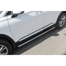 Пороги труба 57 мм для Hyundai Santa Fe 2018-2024