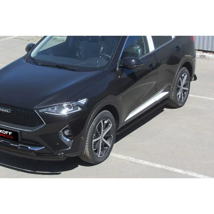 Пороги труба 57 мм чёрная для Haval F7 2019-2022 артикул HavF7006B