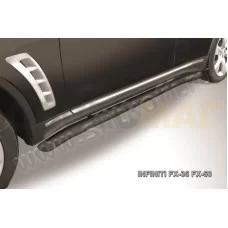 Пороги труба 76 мм с гибами чёрная для Infiniti FX35/37 2008-2014