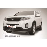 Защита переднего бампера 76 мм чёрная для Kia Sorento 2012-2015