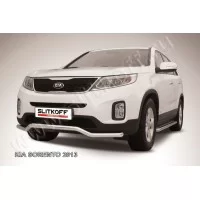 Защита переднего бампера 57 мм волна серебристая для Kia Sorento 2012-2015