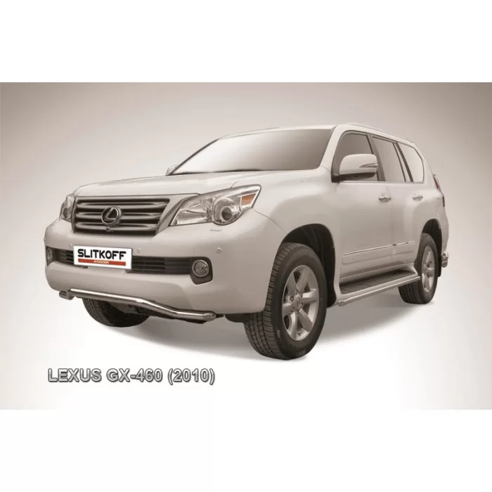 Защита переднего бампера 57 мм волна серебристая для Lexus GX460 2010-2013 артикул LGX006S