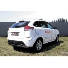 Защита заднего бампера двойная 57-42 мм чёрная для Lada XRay 2016-2022