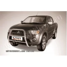 Кенгурятник 57 мм высокий серебристый для Mitsubishi L200 2006-2015