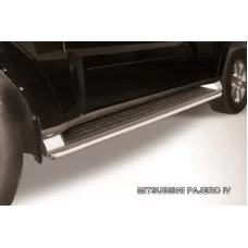Защита штатных порогов 42 мм для Mitsubishi Pajero 4 2006-2024