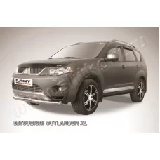 Защита передняя двойная 57-42 мм серебристая для Mitsubishi Outlander XL 2010-2012