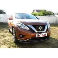 Защита переднего бампера 57 мм длинная чёрная для Nissan Murano 2016-2024