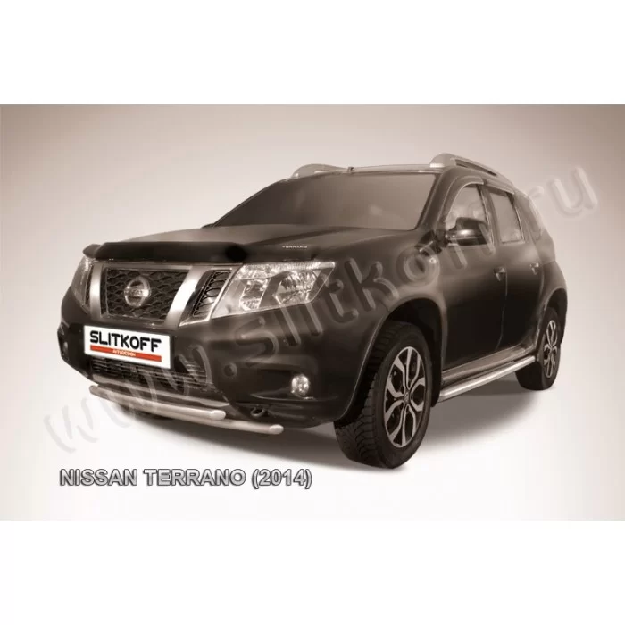 Защита передняя двойная 42-42 мм серебристая для Nissan Terrano 2014-2022 артикул NTER14004S