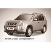 Защита передняя двойная 57-57 мм чёрная для Nissan X-Trail 2011-2015
