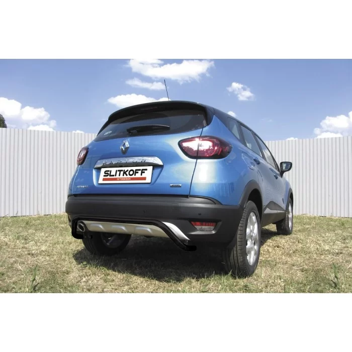 Защита заднего бампера 42 мм скоба чёрная для Renault Kaptur 2WD 2016-2022 артикул RK2WD008B