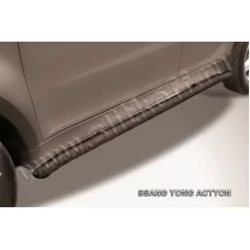 Пороги труба 57 мм с гибами чёрная для SsangYong Actyon 2010-2024