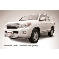 Защита передняя двойная 76-57 мм серебристая для Toyota Land Cruiser 200 2012-2013