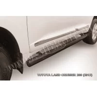 Пороги труба с накладками 76 мм чёрная для Toyota Land Cruiser 200 2012-2013