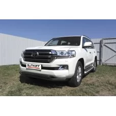 Защита передняя двойная 76-57 мм чёрная для Toyota Land Cruiser 200 2015-2024