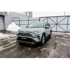 Защита переднего бампера 57 мм чёрная для Toyota RAV4 2019-2024