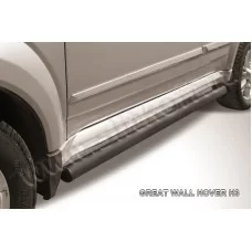 Пороги труба 76 мм чёрная для Great Wall Hover H3 2010-2014