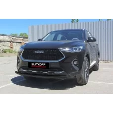 Защита переднего бампера 57 мм чёрная для Haval F7 2019-2024