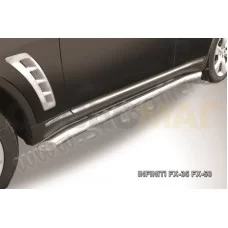 Пороги труба 76 мм с гибами серебристая для Infiniti FX35/37 2008-2014