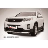 Защита переднего бампера 76 мм серебристая для Kia Sorento 2012-2015