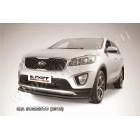 Защита переднего бампера 57 мм чёрная для Kia Sorento 2015-2020