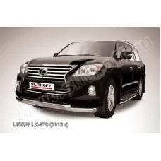 Защита передняя двойная 76-76 мм серебристая для Lexus LX-570 2012-2024