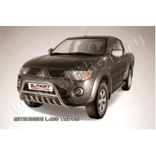 Кенгурятник 57 мм низкий c защитой картера для Mitsubishi L200 2006-2015