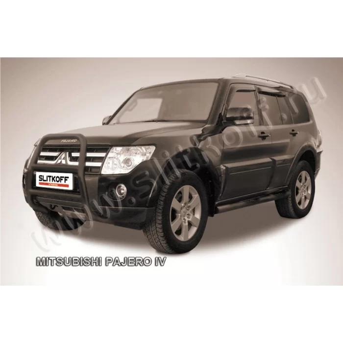 Кенгурятник 57 мм высокий чёрный для Mitsubishi Pajero 4 2006-2024 артикул MPJ006B