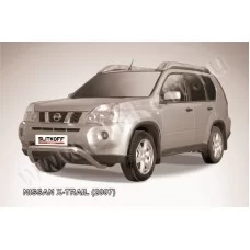 Кенгурятник 76 мм низкий мини серебристый для Nissan X-Trail 2007-2011
