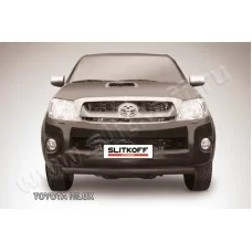 Защита переднего бампера 57 мм радиусная чёрная для Toyota Hilux 2005-2011