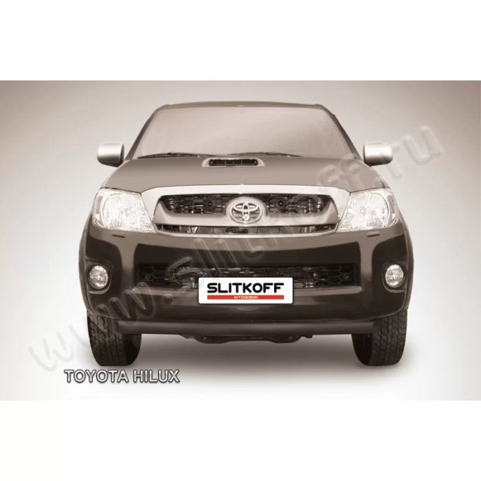 Защита переднего бампера 57 мм радиусная чёрная для Toyota Hilux 2005-2011 артикул THL008B
