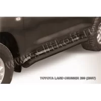 Пороги труба 76 мм с гибами чёрная для Toyota Land Cruiser 200 2007-2011