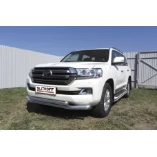 Защита передняя двойная 76-57 мм серебристая для Toyota Land Cruiser 200 2015-2024