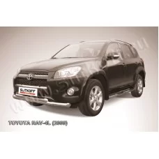 Защита передняя двойная 76-57 мм серебристая для Toyota RAV4 Длинная база 2009-2013