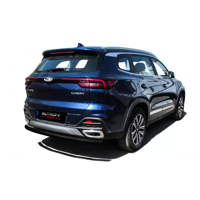 Защита заднего бампера 57 мм серебристая для Chery Tiggo 8 2020-2024