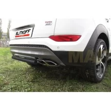 Защита заднего бампера 57 мм короткая чёрная для Hyundai Tucson 2015-2018